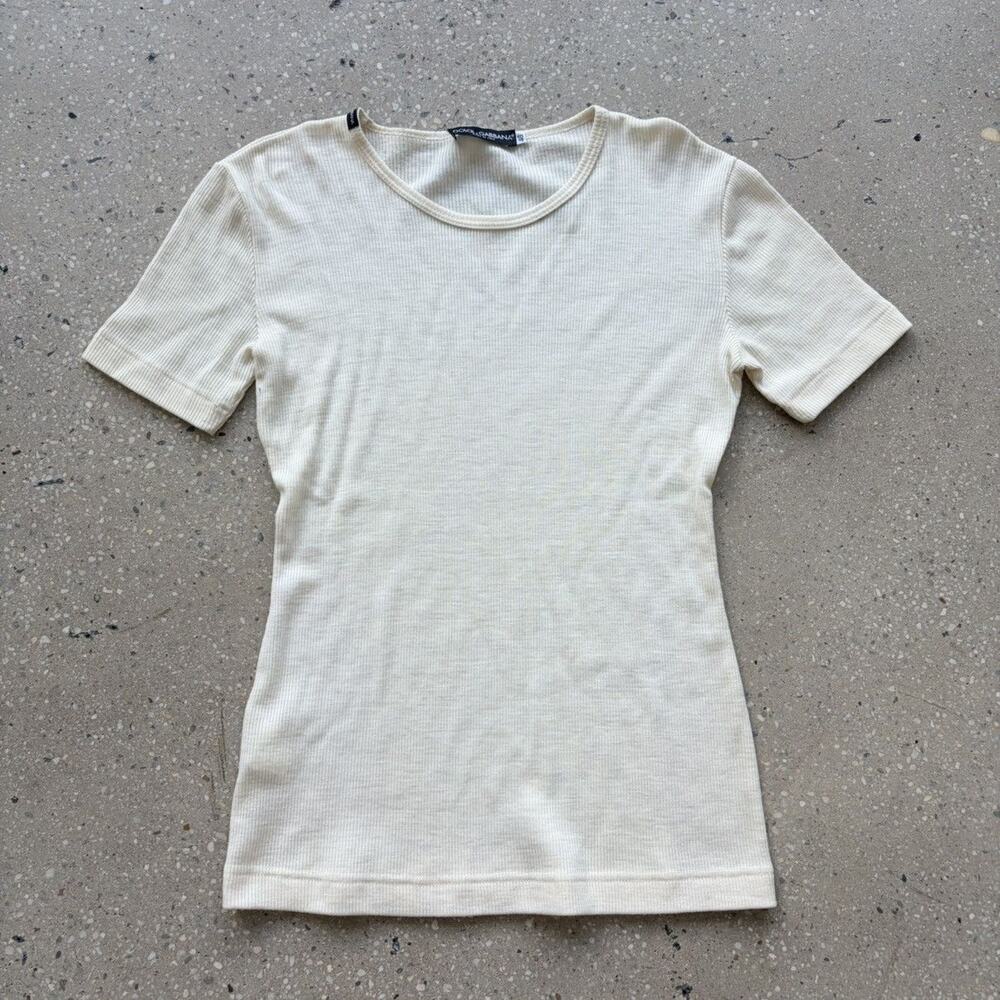 Vintage Dolce & Gabbana D&G Cream Wool Ribbed Shirt